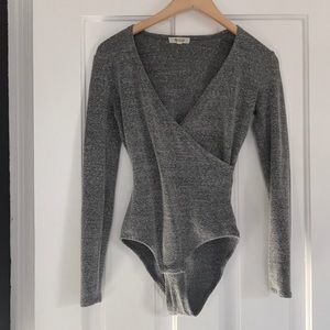 Madewell gray wrap bodysuit